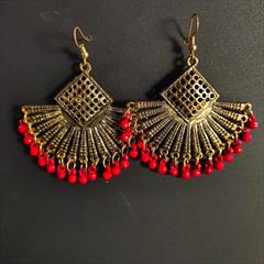 Red and Maroon color Earrings in Metal Alloy studded with Beads & Gold Rodium Polish : 1682896