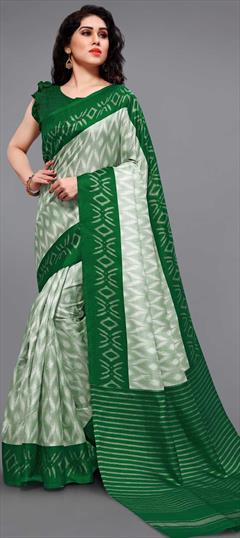 Casual, Traditional Multicolor color Saree in Cotton fabric with Bengali Printed work : 1683049