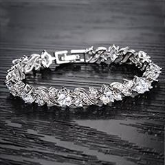 Silver color Bracelet in Metal Alloy studded with CZ Diamond & Silver Rodium Polish : 1683086
