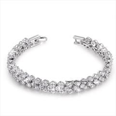 Silver color Bracelet in Metal Alloy studded with CZ Diamond & Silver Rodium Polish : 1683087