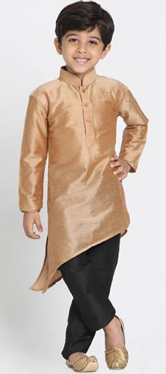 Gold color Boys Indo-Western in Dupion Silk fabric with Thread work : 1683523