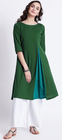Casual Green color Tunic with Bottom in Rayon fabric with Thread work : 1683700