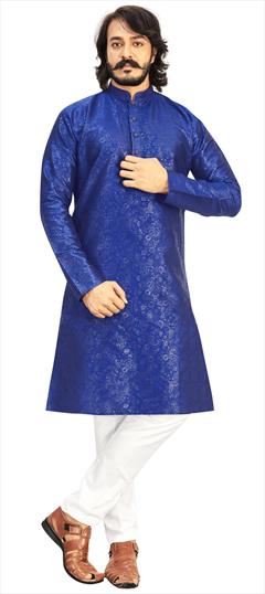 Blue color Kurta Pyjamas in Art Silk fabric with Printed work : 1684793