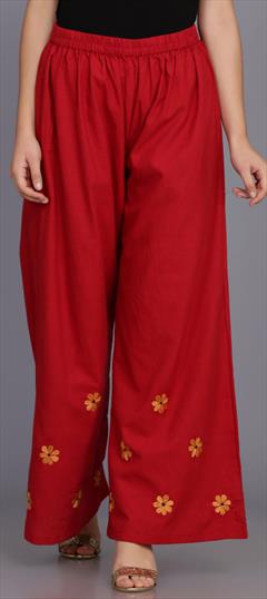 Casual Red and Maroon color Palazzo in Rayon fabric with Palazzo Embroidered, Resham work : 1685465