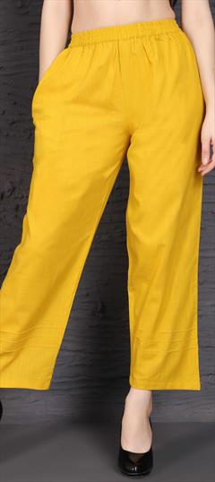 Casual Yellow color Palazzo in Cotton fabric with Palazzo Thread work : 1685486