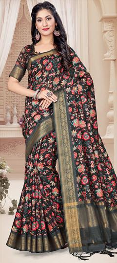 Traditional Multicolor color Saree in Art Silk, Silk fabric with South Digital Print, Floral, Weaving work : 1686848