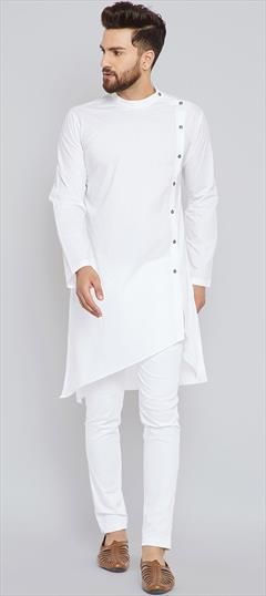 White and Off White color Kurta Pyjamas in Cotton fabric with Thread work : 1686948