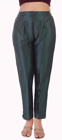 Casual Green color Jeggings in Taffeta Silk fabric with Thread work : 1687274