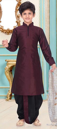 Purple and Violet color Boys Dhoti Kurta in Dupion Silk fabric with Thread work : 1688837