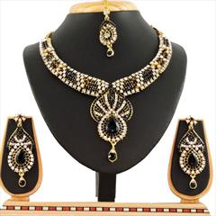 Black and Grey color Necklace in Copper, Metal Alloy studded with CZ Diamond & Gold Rodium Polish : 1688922