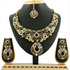 Black and Grey color Necklace in Copper, Metal Alloy studded with CZ Diamond & Gold Rodium Polish : 1689910