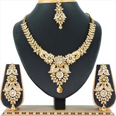 Gold, White and Off White color Necklace in Copper, Metal Alloy studded with CZ Diamond & Gold Rodium Polish : 1690092