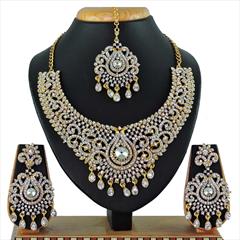 White and Off White color Necklace in Copper, Metal Alloy studded with CZ Diamond & Gold Rodium Polish : 1690291