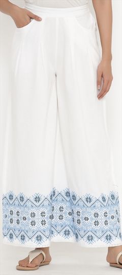 Casual White and Off White color Jeggings in Blended Cotton fabric with Embroidered work : 1692199