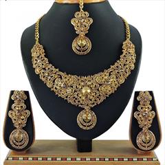 Gold color Necklace in Copper, Metal Alloy studded with CZ Diamond & Gold Rodium Polish : 1692499