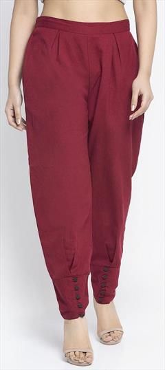 Casual Red and Maroon color Jeggings in Rayon fabric with Thread work : 1692515