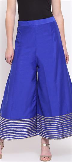 Casual Blue color Palazzo in Rayon fabric with Gota Patti work : 1692532