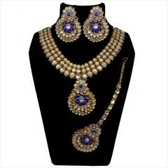 Blue, White and Off White color Necklace in Metal Alloy studded with Austrian diamond & Gold Rodium Polish : 1694841