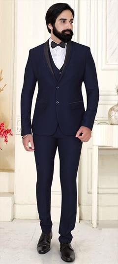Blue color 2 Piece Suit (with shirt) in Rayon fabric with Thread work : 1695236