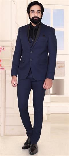 Blue color 2 Piece Suit (with shirt) in Rayon fabric with Thread work : 1695237