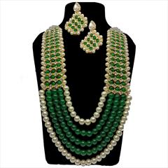 Green, White and Off White color Necklace in Metal Alloy studded with Austrian diamond & Gold Rodium Polish : 1695272