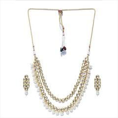 White and Off White color Necklace in Metal Alloy studded with Austrian diamond & Gold Rodium Polish : 1695358