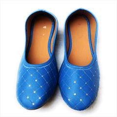 Blue color Women Shoes in Jute fabric with Sequence work : 1695820
