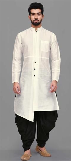 White and Off White color Dhoti Kurta in Dupion Silk fabric with Thread work : 1696618