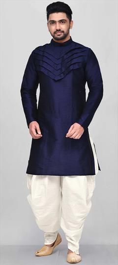 Blue color Dhoti Kurta in Dupion Silk fabric with Thread work : 1696628