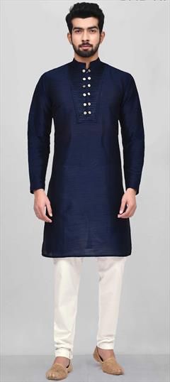 Blue color Kurta Pyjamas in Dupion Silk fabric with Thread work : 1696629
