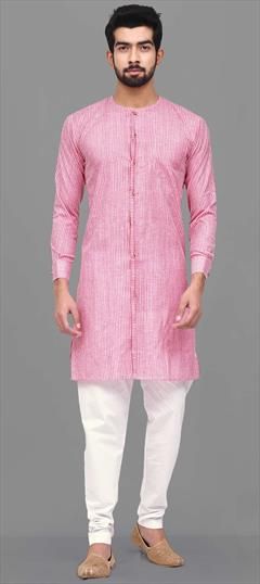 Pink and Majenta color Kurta Pyjamas in Cotton fabric with Printed work : 1696631