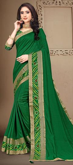 Casual, Traditional Green color Saree in Art Silk, Silk fabric with South Lace, Printed work : 1696673
