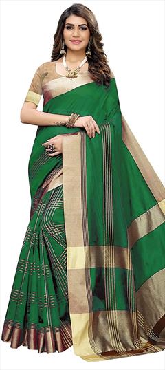 Traditional Green color Saree in Art Silk, Silk fabric with South Printed work : 1696853