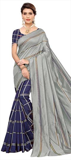 Casual, Traditional Black and Grey, Blue color Saree in Art Silk, Silk fabric with South Printed work : 1696994