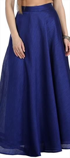 Casual Blue color Skirt in Dupion Silk fabric with Thread work : 1697117