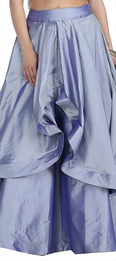 Casual Blue color Skirt in Taffeta Silk fabric with Thread work : 1697119