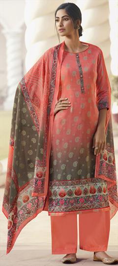 Party Wear Pink and Majenta color Salwar Kameez in Satin Silk fabric with Palazzo Digital Print work : 1697757