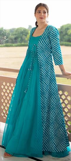 Festive, Party Wear Blue color Gown in Faux Georgette fabric with Digital Print work : 1699773