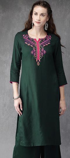 Casual Black and Grey color Kurti in Rayon fabric with Long Sleeve, Straight Printed work : 1699873