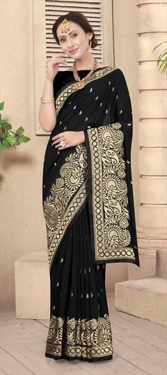 Traditional Black and Grey color Saree in Art Silk, Silk fabric with South Embroidered, Resham, Stone, Zari work : 1699877