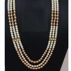 White and Off White color Necklace in Metal Alloy studded with CZ Diamond, Pearl & Gold Rodium Polish : 1700073