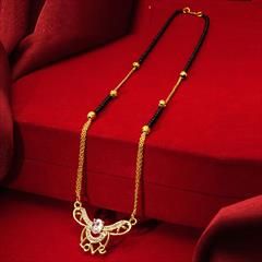 Gold color Mangalsutra in Metal Alloy studded with Austrian diamond & Gold Rodium Polish : 1700122