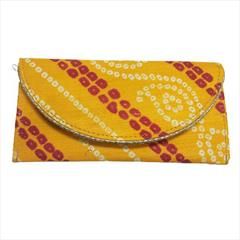 Yellow color Clutches in Cotton fabric with Bandhej, Printed work : 1700210