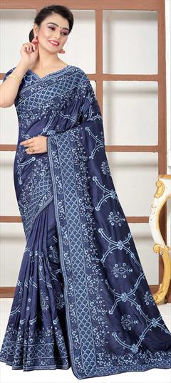Traditional Blue color Saree in Art Silk, Silk fabric with South Embroidered, Resham, Thread work : 1702942