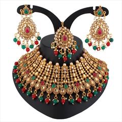 Multicolor color Necklace in Metal Alloy studded with Austrian diamond & Gold Rodium Polish : 1703404