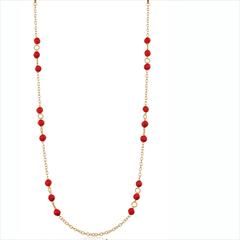 Gold color 3-in-1 Necklace in Brass studded with Beads, Glass & Handmade : 1704192