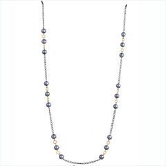 Black and Grey color 3-in-1 Necklace in Brass studded with Pearl & Handmade : 1704193