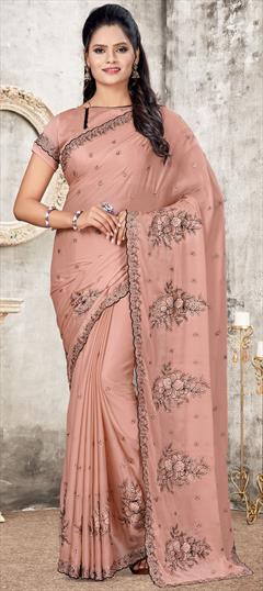 Traditional Pink and Majenta color Saree in Art Silk, Silk fabric with South Embroidered, Resham, Stone, Thread work : 1704314