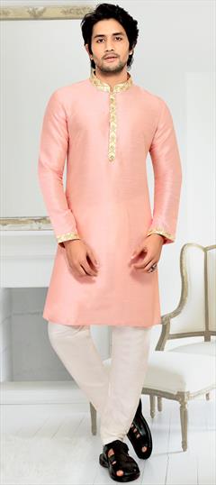 Pink and Majenta color Kurta Pyjamas in Art Silk fabric with Thread work : 1705847