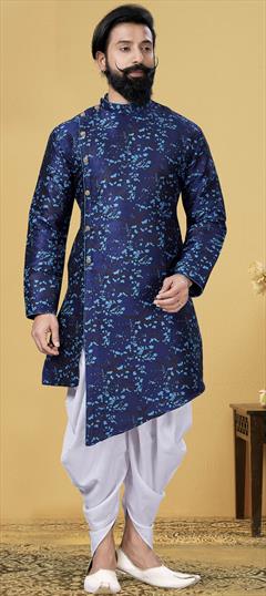Blue color IndoWestern Dress in Art Silk fabric with Weaving work : 1705872
